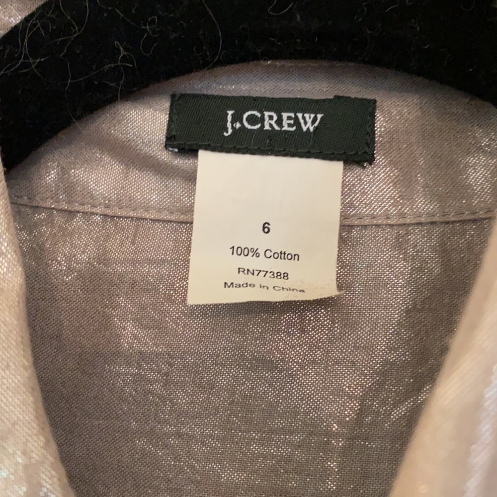 J. Crew Metallic Taupe Button-Up Blouse - Picture 2 of 5